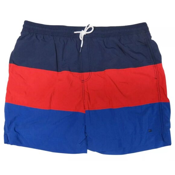 Tommy Hilfiger Mens Colorblock Swim Trunks Navy / Red / Blue XL - Picture 1 of 5